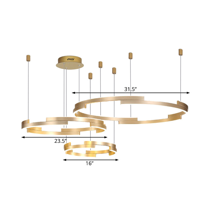 Modern Gold Round Acrylic Chandelier - Led Hanging Ceiling Light White/Warm Glow