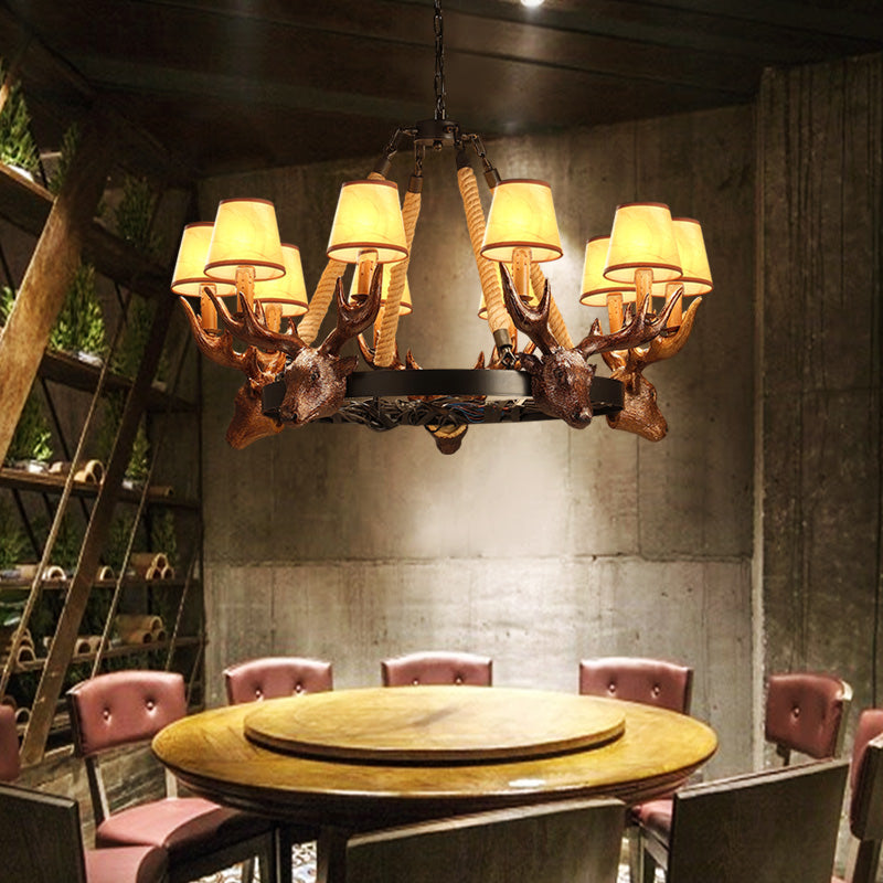 Black Tapered Shade Chandelier Lamp | Resin 10-Head Restaurant Pendant Ceiling Light