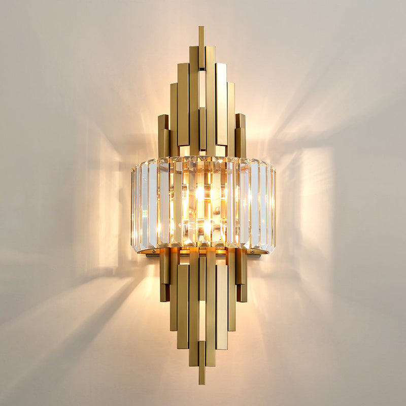 Modern Gold Quad Crystal Wall Sconce Light For Stairs