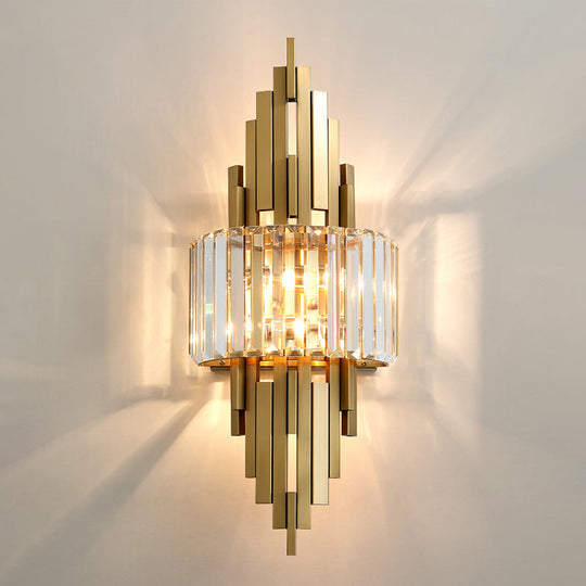 Modern Gold Quad Crystal Wall Sconce Light For Stairs