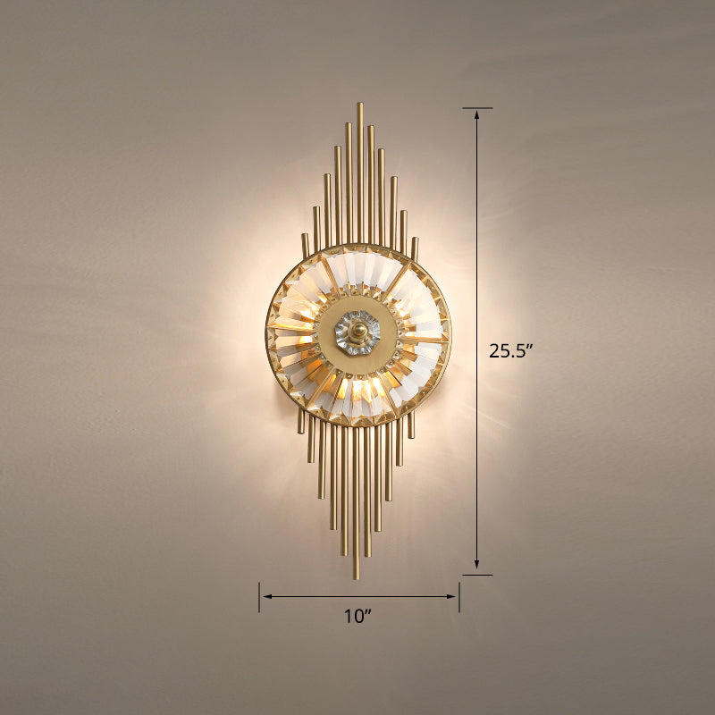 Modern Gold Quad Crystal Wall Sconce Light For Stairs / Circle