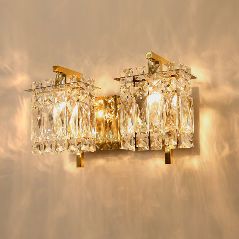 Contemporary Rectangle Wall Mount Sconce Light With Crystal Shade - Elegant Beveled Design