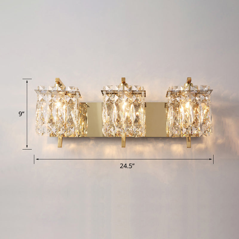 Contemporary Rectangle Wall Mount Sconce Light With Crystal Shade - Elegant Beveled Design 3 / Gold