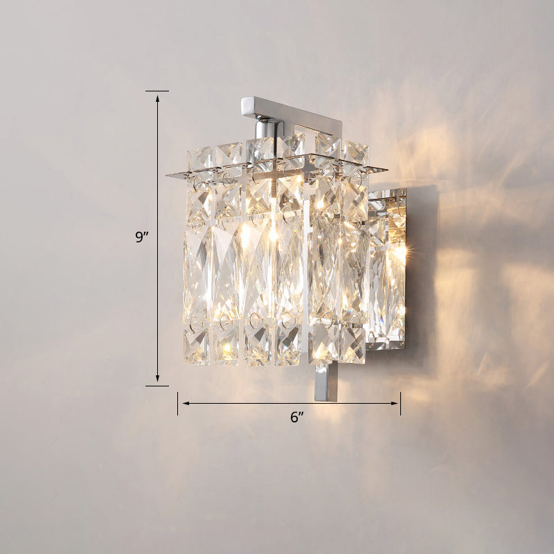 Contemporary Rectangle Wall Mount Sconce Light With Crystal Shade - Elegant Beveled Design 1 /
