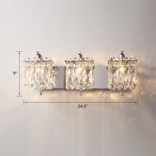 Contemporary Rectangle Wall Mount Sconce Light With Crystal Shade - Elegant Beveled Design 3 /