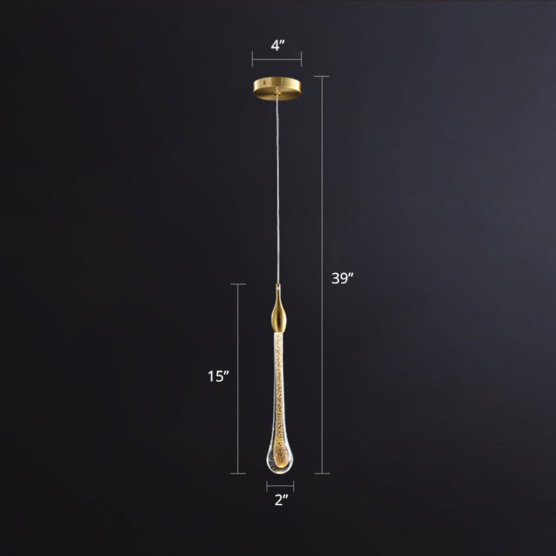 Gold Droplet Crystal Pendant LED Light for Stylish and Modern Living Rooms