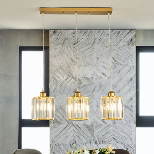 Modern Prismatic Crystal Geometric Suspension Pendant Lamp in Gold for Dining Room