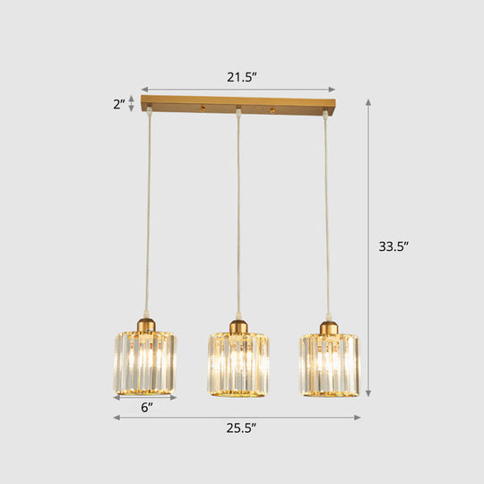 Modern Prismatic Crystal Geometric Suspension Pendant Lamp in Gold for Dining Room