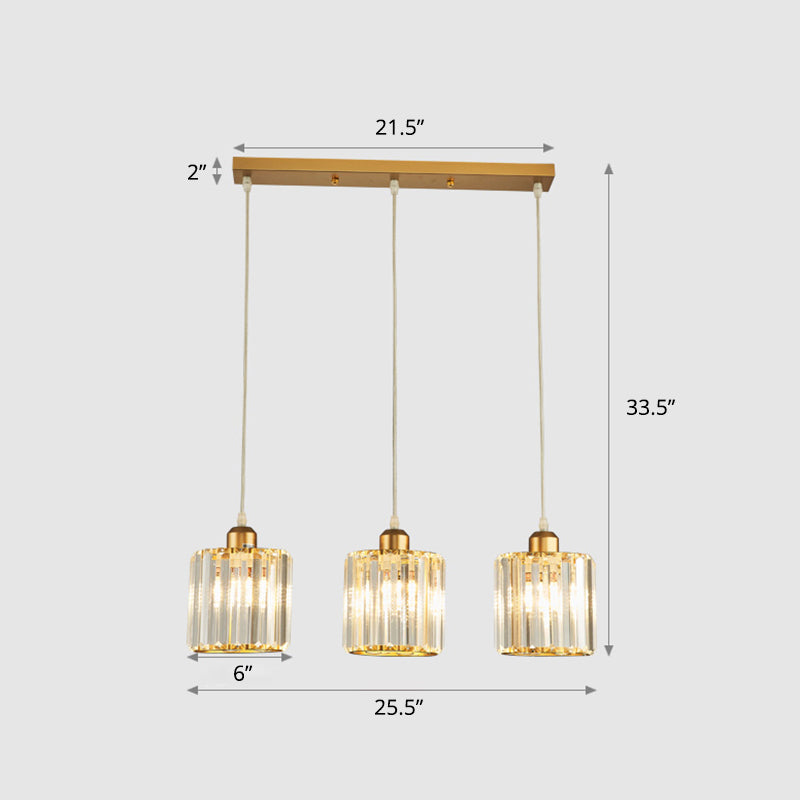 Gold Geometric Prism Crystal Pendant: Modern Simplicity Lighting For Dining Room / 25.5 Round