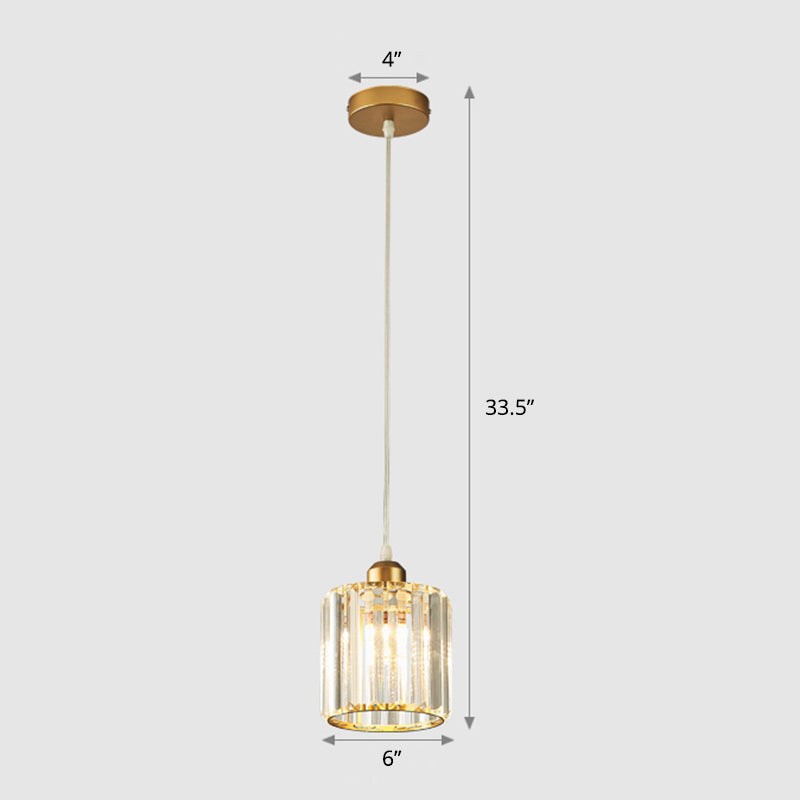 Gold Geometric Prism Crystal Pendant: Modern Simplicity Lighting For Dining Room / 6 Round