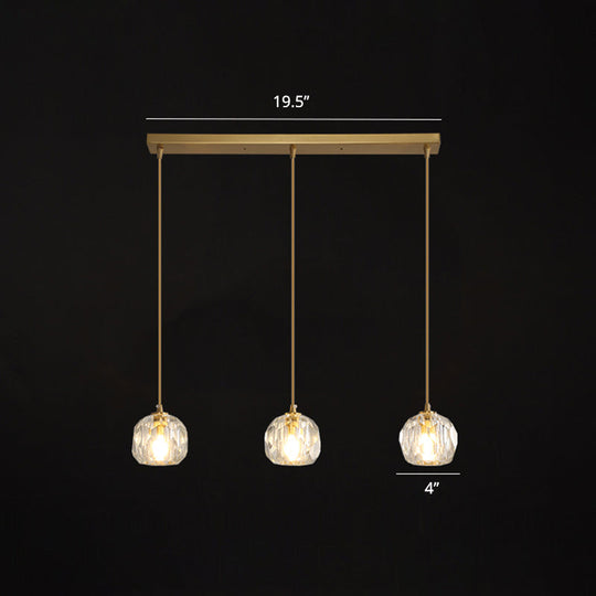 Minimalist Gold Finish Crystal Ball Pendant Light - Ideal For Restaurants / 19.5
