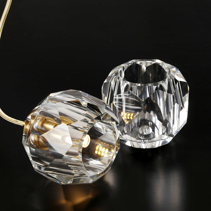 Minimalist Gold Finish Crystal Ball Pendant Light - Ideal For Restaurants