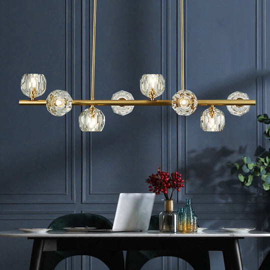 Modern Gold Pendant Light With Crystal Dome Shade - Ideal For Restaurants Or Over Kitchen Islands