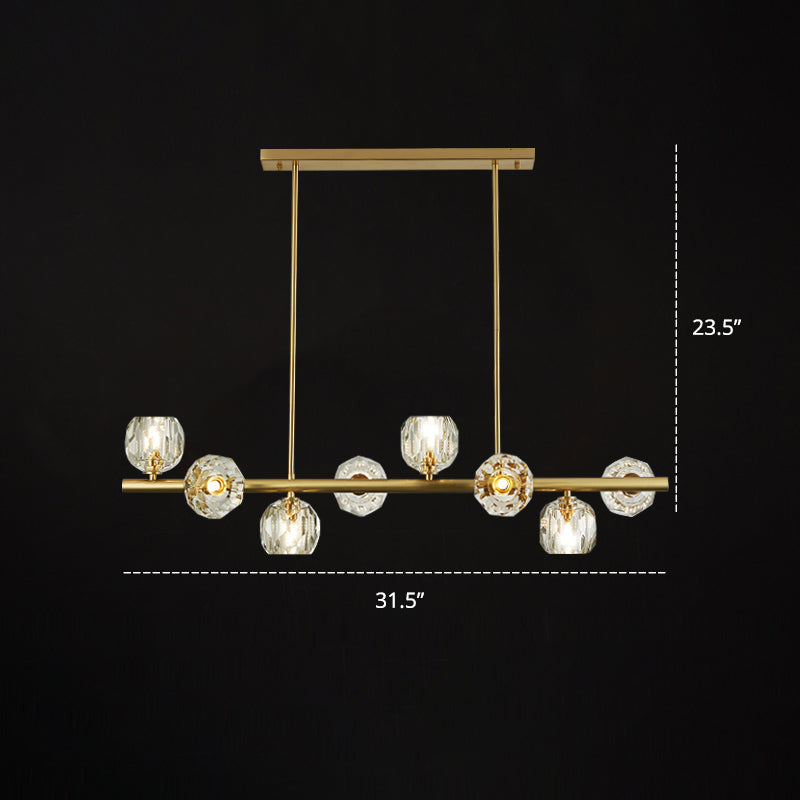 Modern Gold Pendant Light With Crystal Dome Shade - Ideal For Restaurants Or Over Kitchen Islands /