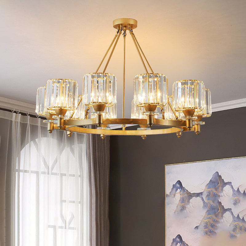 Modern Crystal Cylindrical Ceiling Pendant Light For Living Room - Chandelier Fixture
