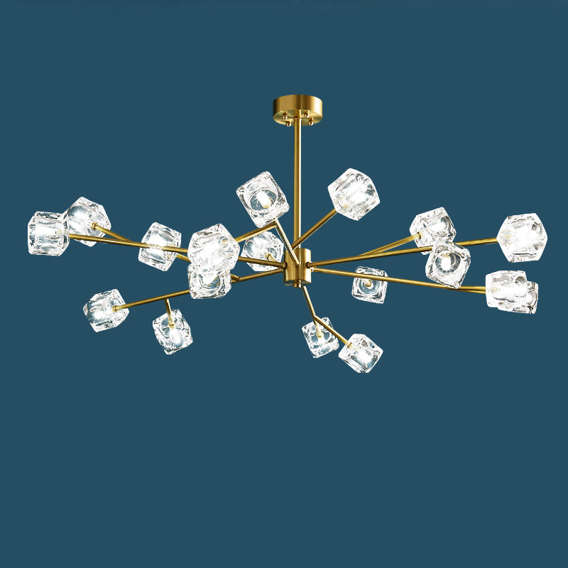 Minimalist Crystal Cube Pendant Chandelier With Gold Finish And Branch Design 15 /