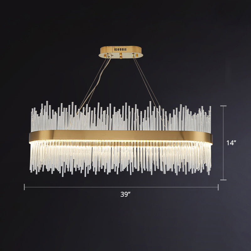 Contemporary Geometric Led Chandelier - Simplicity And Elegance In Gold / 39 Linear