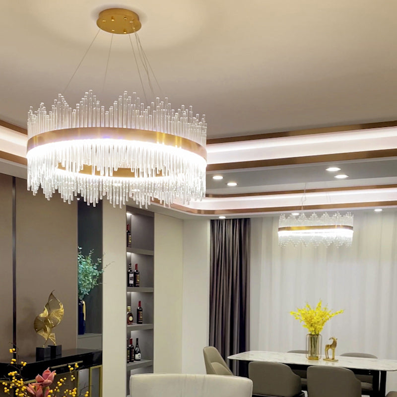 Contemporary Geometric Led Chandelier - Simplicity And Elegance In Gold