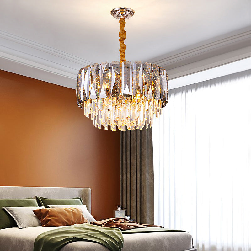Contemporary Clear Crystal Chandelier Pendant Light - Ideal For Bedroom Ceiling