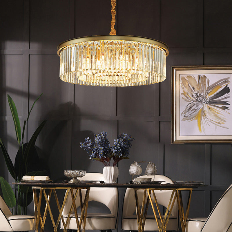 Minimalist Crystal Chandelier Lamp With Gold Finish - Perfect For Restaurants / 19.5