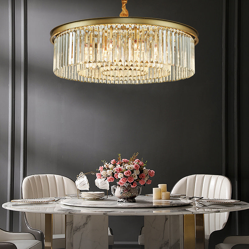 Minimalist Crystal Chandelier Lamp With Gold Finish - Perfect For Restaurants