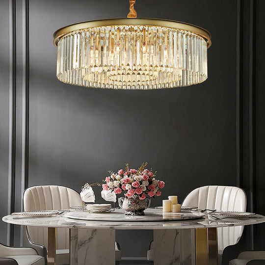 Minimalist Crystal Chandelier Lamp With Gold Finish - Perfect For Restaurants