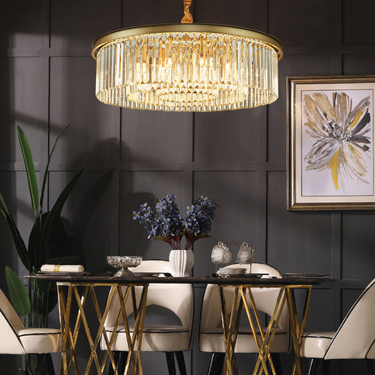 Minimalist Crystal Chandelier Lamp With Gold Finish - Perfect For Restaurants