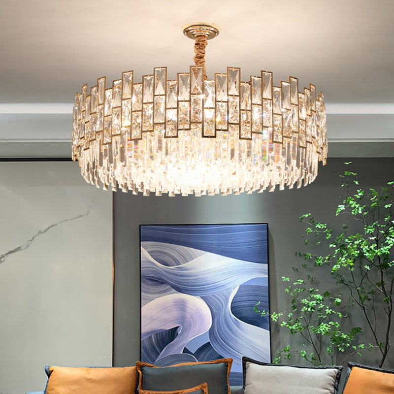 Modern Round K9 Crystal Living Room Chandelier Pendant Light Fixture
