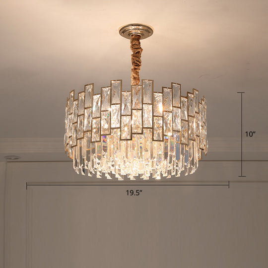 Modern Round K9 Crystal Living Room Chandelier Pendant Light Fixture Gold / 19.5