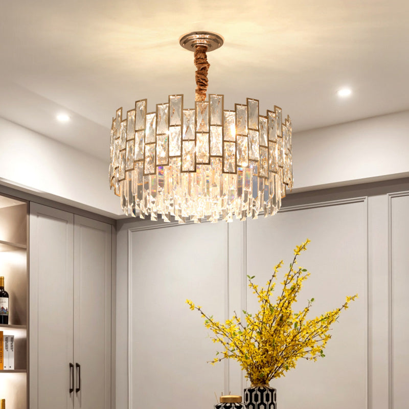 Clear K9 Crystal Chandelier: Modern Suspension Light for Dining Room