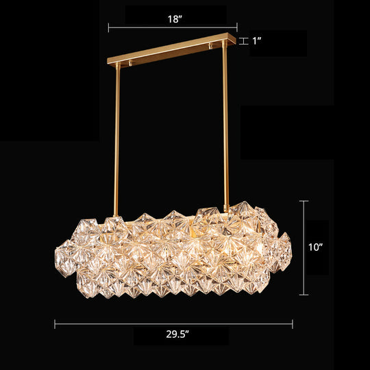 Minimalistic Gold Crystal Hexagons Chandelier Pendant Light For Living Room / 29.5