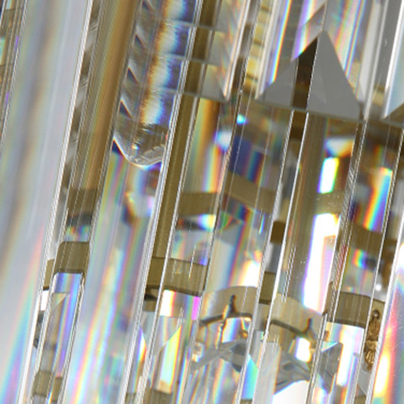 Crystal 3-Ring Gold Finish Chandelier for Dining Room – Elegant Hanging Lamp