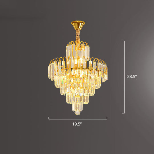 Modern Clear K9 Crystal Cone Pendant Chandelier - Elegant Lighting For Restaurants / 19.5