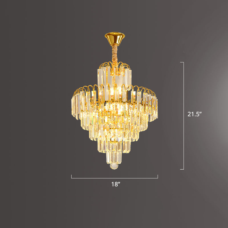 Modern Clear K9 Crystal Cone Pendant Chandelier - Elegant Lighting For Restaurants / 18