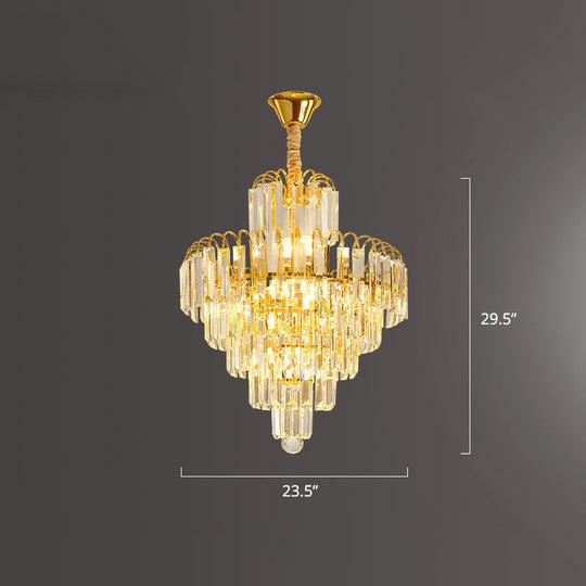 Modern Clear K9 Crystal Cone Pendant Chandelier - Elegant Lighting For Restaurants / 23.5