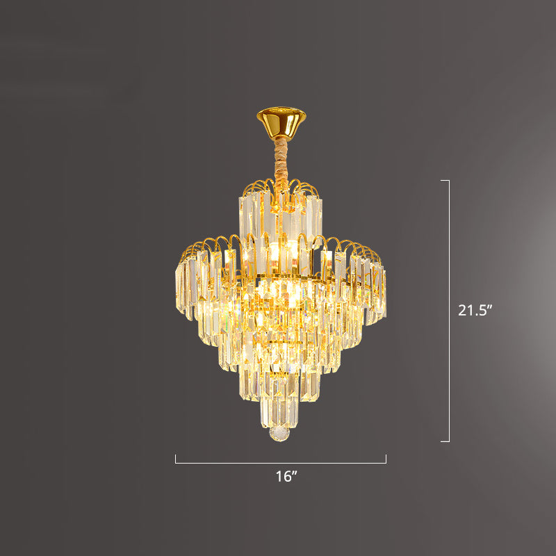 Modern Clear K9 Crystal Cone Pendant Chandelier - Elegant Lighting For Restaurants / 16