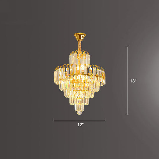 Modern Clear K9 Crystal Cone Pendant Chandelier - Elegant Lighting For Restaurants / 12