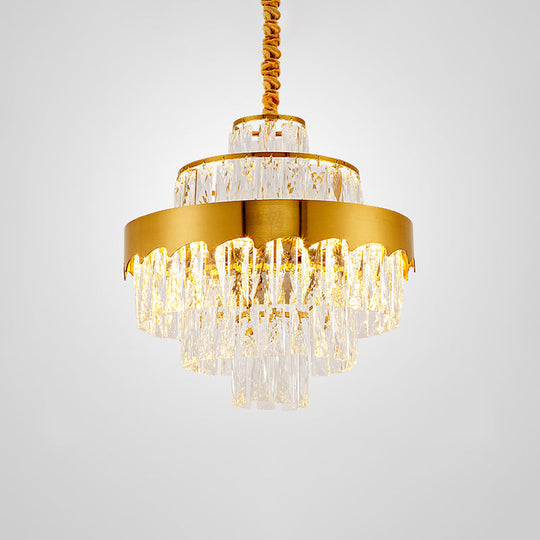 Golden Rectangle Crystal Chandelier: Postmodern Suspension Light for Living Room