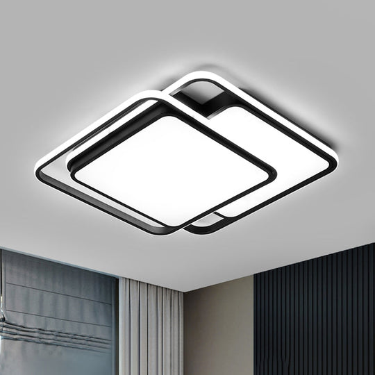 Nordic Black Acrylic Geometric Flush Mount Led Light For Bedroom Ceiling / 20.5