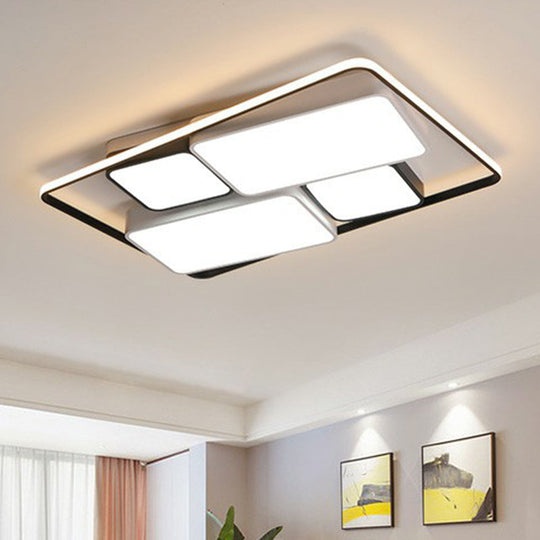 Modern Acrylic Black Flush-Mount Ceiling Light For Living Room