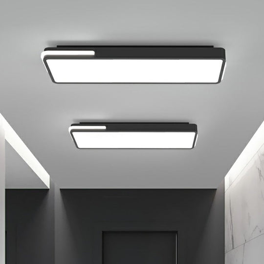 Minimalistic Rectangular LED Flush Mount Ceiling Light in Black for Corridors