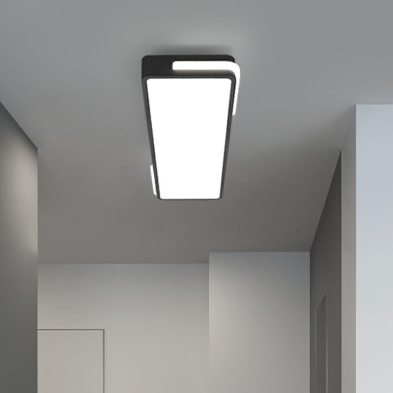 Minimalistic Rectangular Led Flush Mount Ceiling Light In Black For Corridors