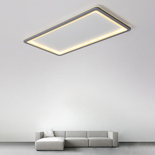 Nordic Led Ceiling Light: Dark Grey Ultra-Thin Flush Mount With Acrylic Shade