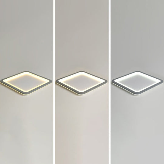 Nordic Led Ceiling Light: Dark Grey Ultra-Thin Flush Mount With Acrylic Shade Gray / 23.5 Third Gear
