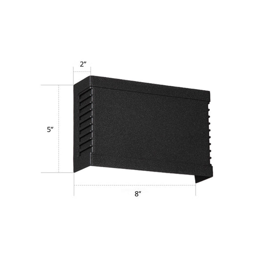 Modern Black Led Wall Light For Garden Scenery With Metal Shade / 8