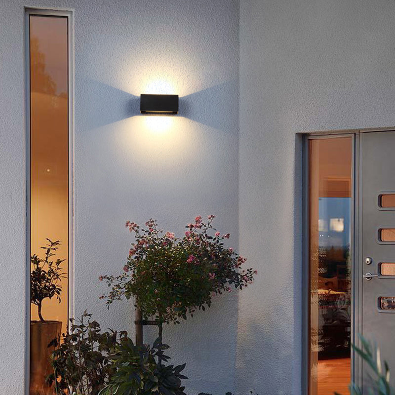Minimalist Metal Matte Black Rectangle Led Wall Washer Sconce Light For Yard