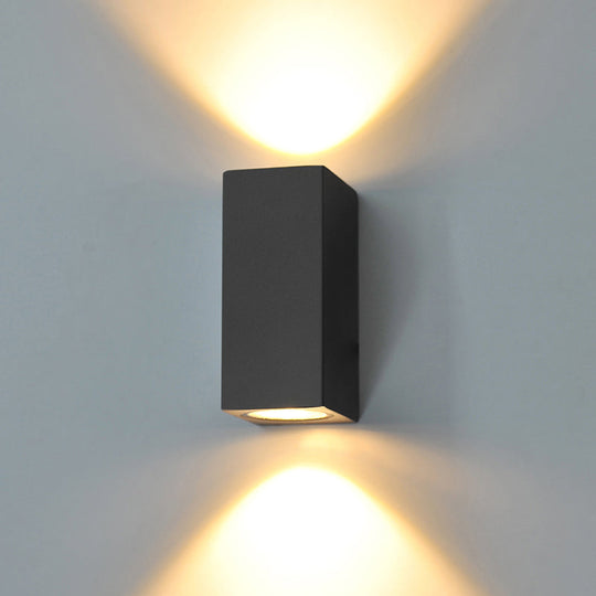 Minimalistic Black Aluminum Geometric Led Wall Sconce For Patio / Warm Rectangle