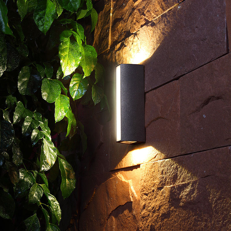 Simple Style Matte Black Rectangle Led Wall Light Metallic Sconce Lamp - Outdoor Use