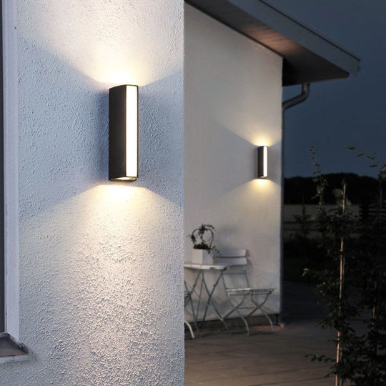 Simple Style Matte Black Rectangle Led Wall Light Metallic Sconce Lamp - Outdoor Use