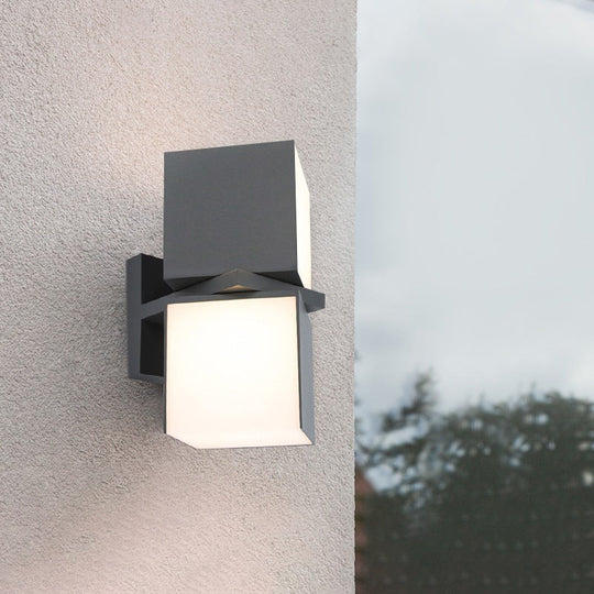 Modern Geometric Swivel Sconce: Grey Led Wall Mount For Gardens